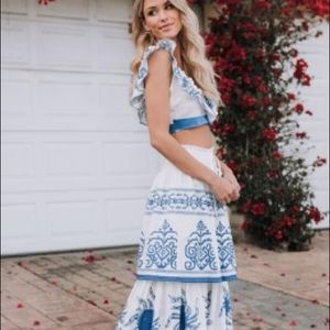 Vici Fira Ruffle Top & Tiered Skirt Set